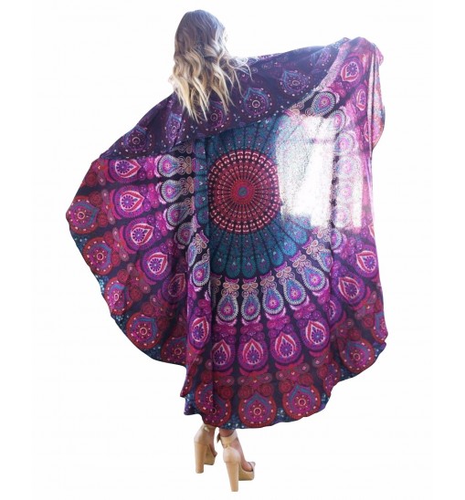 Honana WX-16 150cm Bohemian Thin Chiffon Beach Towel Mat Mandala Round Silk Scarf Bed Sheet Tapestry