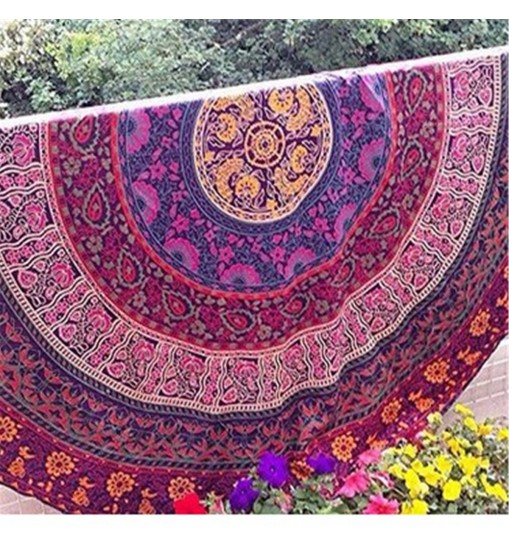 Honana WX-16 150cm Bohemian Thin Chiffon Beach Towel Mat Mandala Round Silk Scarf Bed Sheet Tapestry