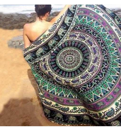 Honana WX-16 150cm Bohemian Thin Chiffon Beach Towel Mat Mandala Round Silk Scarf Bed Sheet Tapestry