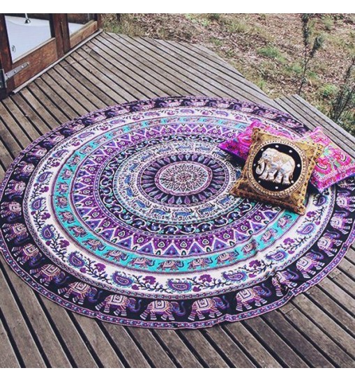 Honana WX-16 150cm Bohemian Thin Chiffon Beach Towel Mat Mandala Round Silk Scarf Bed Sheet Tapestry