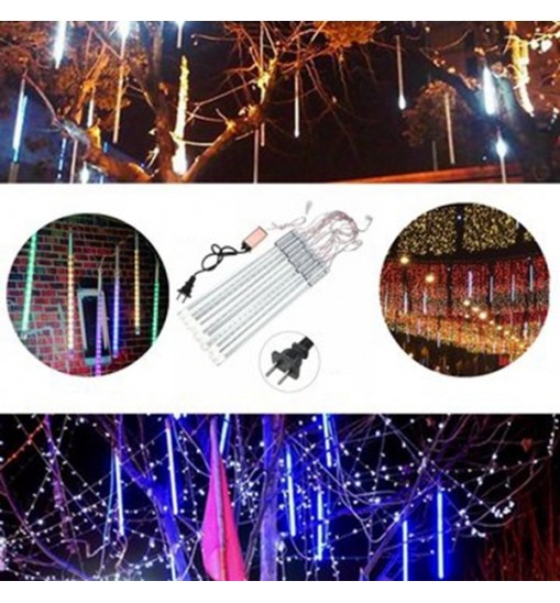 10Tubes 30cm 300LED Meteor Shower Rain Light Christmas Xmas Tree Decor with Driver US Plug