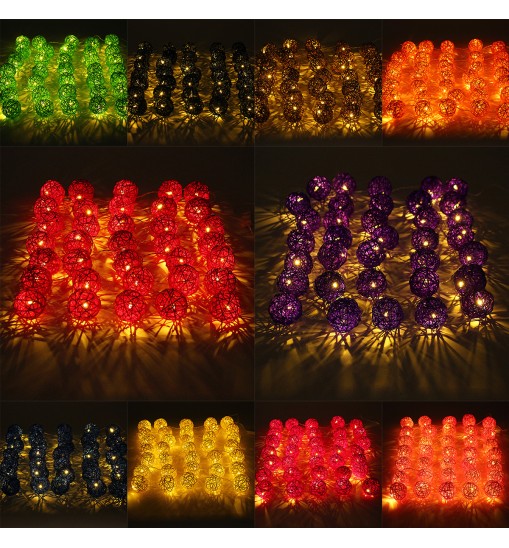 35 LED Rattan Ball String Light Home Garden Fairy Colorful Lamp Wedding Party Xmas Decor