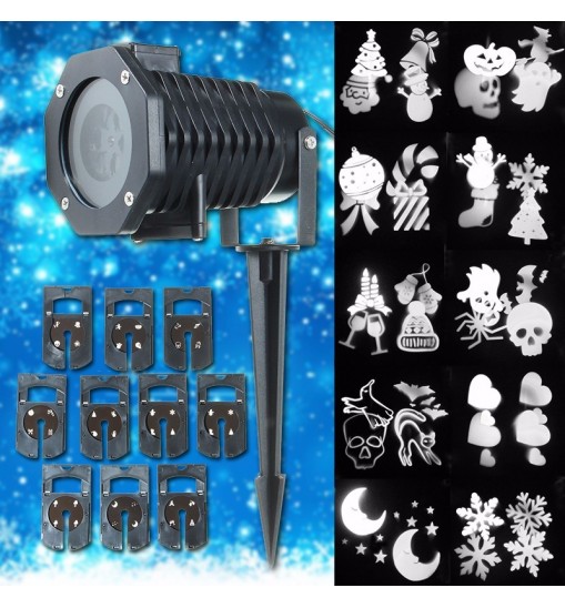 10 Pattern LED Projector Stage Light Halloween Xmas Party Lighting UK US EU AU Plug Christmas Decorations Clearance Christmas Lights