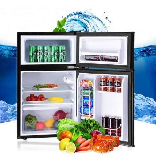 3.2 cu ft. Compact Stainless Steel Refrigerator-Black - Color: Black