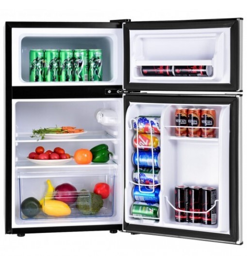 3.2 cu ft. Compact Stainless Steel Refrigerator-Gray - Color: Gray