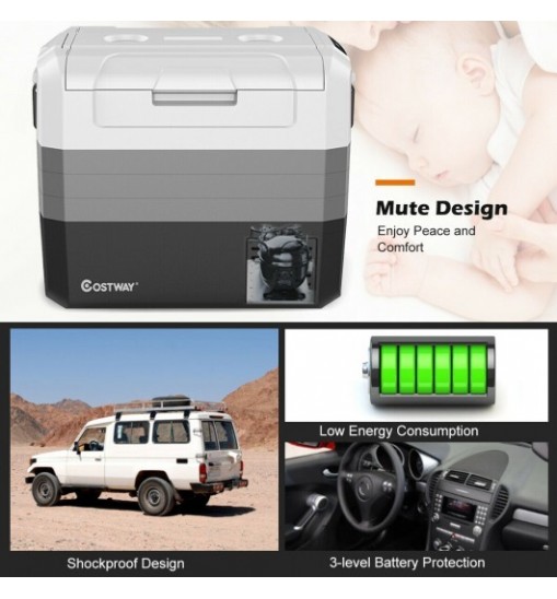 70 Quart Portable Electric Car Camping Cooler - Color: Black & Gray