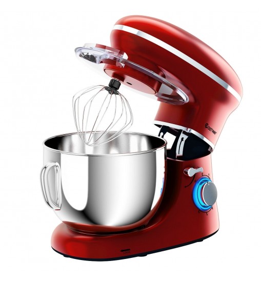 6.3 Quart Tilt-Head Food Stand Mixer 6 Speed 660W-Red - Color: Red