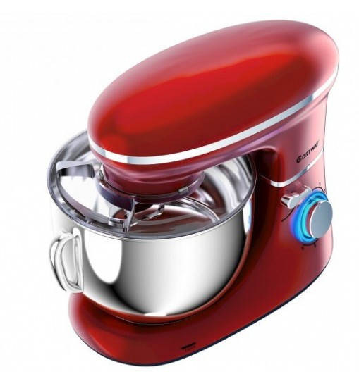 6.3 Quart Tilt-Head Food Stand Mixer 6 Speed 660W-Red - Color: Red