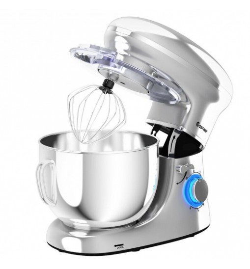 6.3 Quart Tilt-Head Food Stand Mixer 6 Speed 660W-Silver - Color: Silver