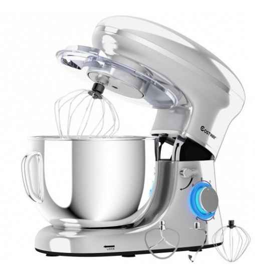 6.3 Quart Tilt-Head Food Stand Mixer 6 Speed 660W-Silver - Color: Silver