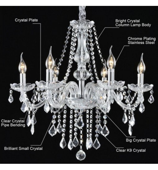 Elegant Crystal Chandelier Ceiling Light - Color: Transparent