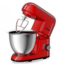 4.3 Qt 550 W Tilt-Head Stainless Steel Bowl Electric Food Stand Mixer-Red - Color: Red