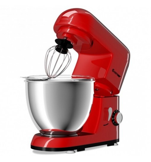 4.3 Qt 550 W Tilt-Head Stainless Steel Bowl Electric Food Stand Mixer-Red - Color: Red