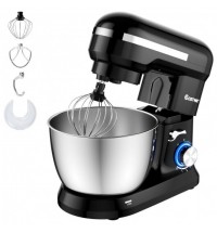 4.8 Qt 8-speed Electric Food Mixer with Dough Hook Beater-Black - Color: Black