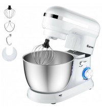 4.8 Qt 8-speed Electric Food Mixer with Dough Hook Beater-White - Color: White