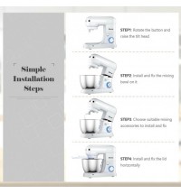 4.8 Qt 8-speed Electric Food Mixer with Dough Hook Beater-White - Color: White