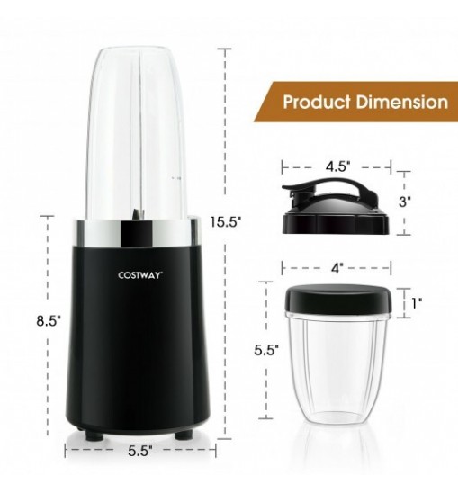 1000W Portable Blender with 6-Blade Design-Black - Color: Black