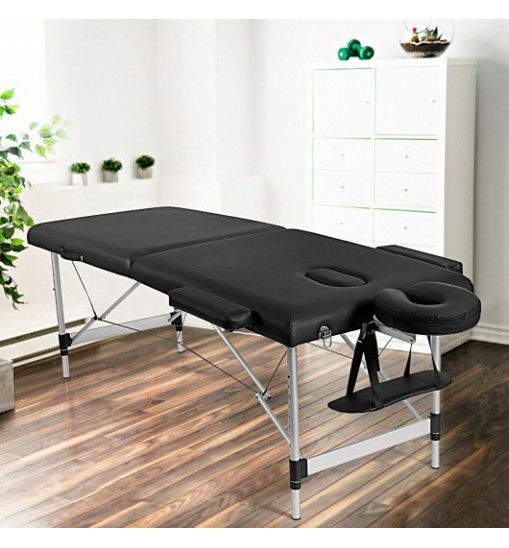 84 Inch L Portable Adjustable Massage Bed with Carry Case for Facial Salon Spa -Black - Color: Black