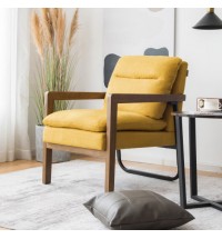 Single Sofa Chair with Extra-Thick Padded Backrest and Seat Cushion-Yellow - Color: Yellow