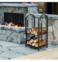 Fireplace Log Rack with 4 Pieces Fireplace Tools-Bronze - Color: Bronze