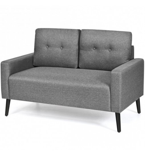 55 Inch Modern Loveseat Sofa with Cloth Cushion-Gray - Color: Gray