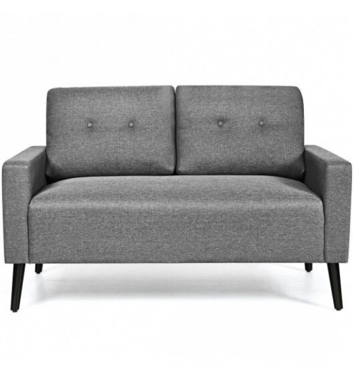 55 Inch Modern Loveseat Sofa with Cloth Cushion-Gray - Color: Gray