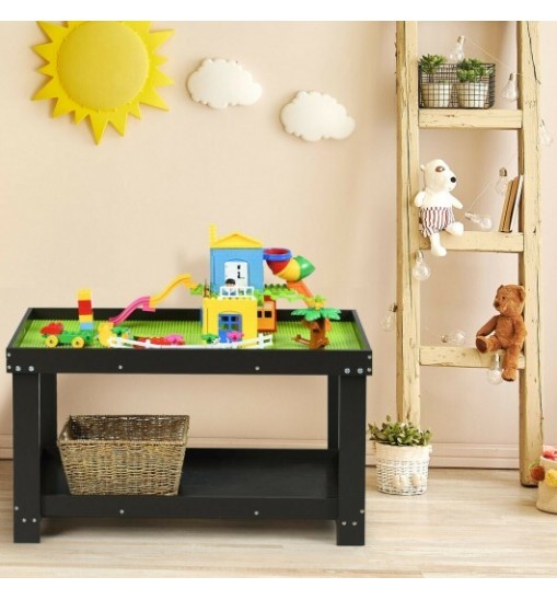 Solid Multifunctional Wood Kids Activity Play Table-Dark Brown - Color: Dark Brown