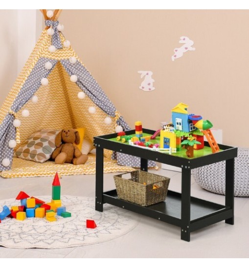 Solid Multifunctional Wood Kids Activity Play Table-Dark Brown - Color: Dark Brown