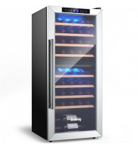 43 Bottle Wine Cooler Refrigerator Dual Zone Temperature Control with 8 Shelves-Black - Color: Black