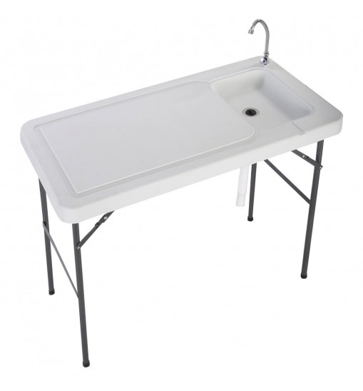 Folding Portable Fish Cleaning Cutting Table - Color: White