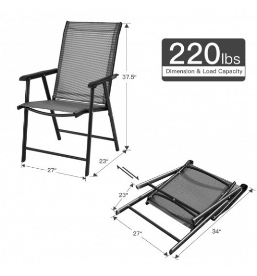 4-Pack Patio Folding Chairs Portable for Outdoor Camping-Gray - Color: Gray