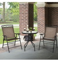 Patio Dining Set with Patio Folding Chairs and Table - Color: Brown