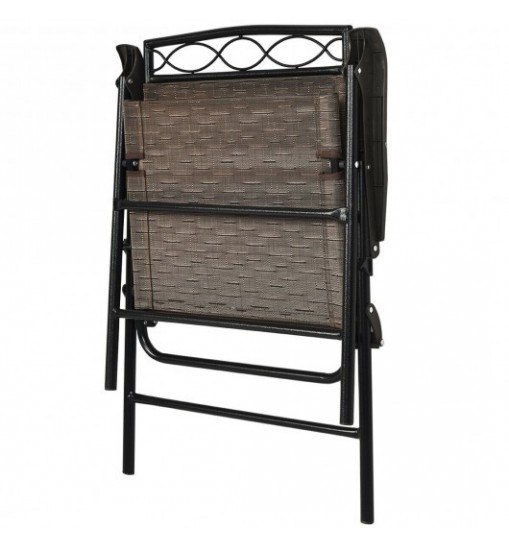 Patio Dining Set with Patio Folding Chairs and Table - Color: Brown