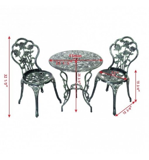 Outdoor Cast Aluminum Patio Furniture Set with Rose Design - Color: Green