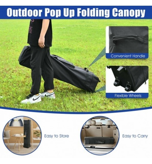 13 Feet x 13 Feet Pop Up Canopy Tent Instant Outdoor Folding Canopy Shelter-Blue - Color: Blue