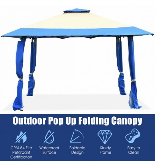 13 Feet x 13 Feet Pop Up Canopy Tent Instant Outdoor Folding Canopy Shelter-Blue - Color: Blue