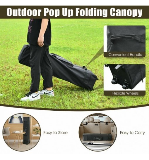 13 Feet x 13 Feet Pop Up Canopy Tent Instant Outdoor Folding Canopy Shelter-Brown - Color: Brown