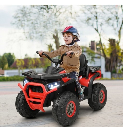 12 V Kids Electric 4-Wheeler ATV Quad with MP3 and LED Lights-Red - Color: Red