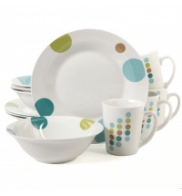 Gibson Home Retro Specks 12 Piece Ceramic Multicolored Dinnerware Set