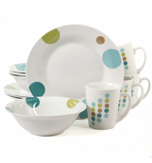 Gibson Home Retro Specks 12 Piece Ceramic Multicolored Dinnerware Set