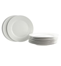 Gibson Home Noble Court 10.5" Dinner Plate Set in White, Set of 12