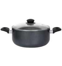 Oster Pallermo 5 Qt Aluminum Dutch Oven with Lid in Charcoal