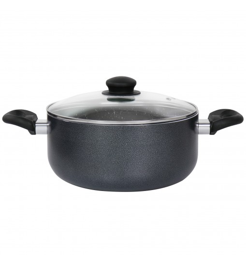 Oster Pallermo 5 Qt Aluminum Dutch Oven with Lid in Charcoal