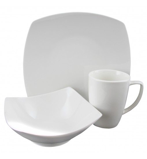 Zen Buffetware 12 Piece Porcelain Square Dinnerware Set in White