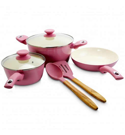 Gibson Home Plaza Café 7 Piece Aluminum Nonstick Cookware Set in Lavender