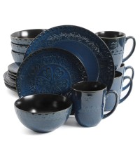 Gibson Elite Milanto 16 Piece Stoneware Dinnerware Set in Blue