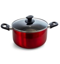 Gibson Oster Merrion 3.2 Quart Nonstick Aluminum Dutch Oven with Glass Lid in Red