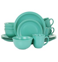 Gibson Home 16 Piece Siam Stoneware Dinnerware Set in Green