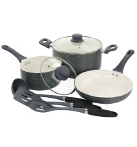 Oster Ridge Valley 8 Piece Aluminum Nonstick Cookware Set in Grey