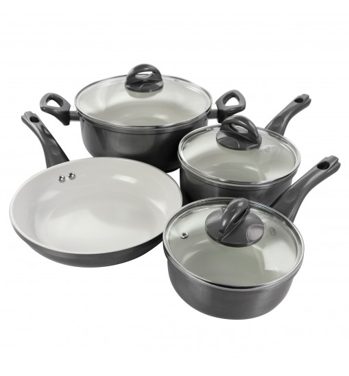 Gibson Home Hestonville 7 Piece Aluminum Nonstick Cookware Set in Grey with Bakelite Handles